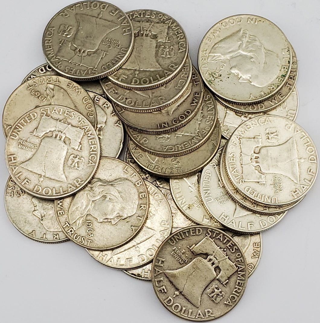 $1 Dollar Face Value Franklin 90% Junk Silver Half Dollars (Random Year)
