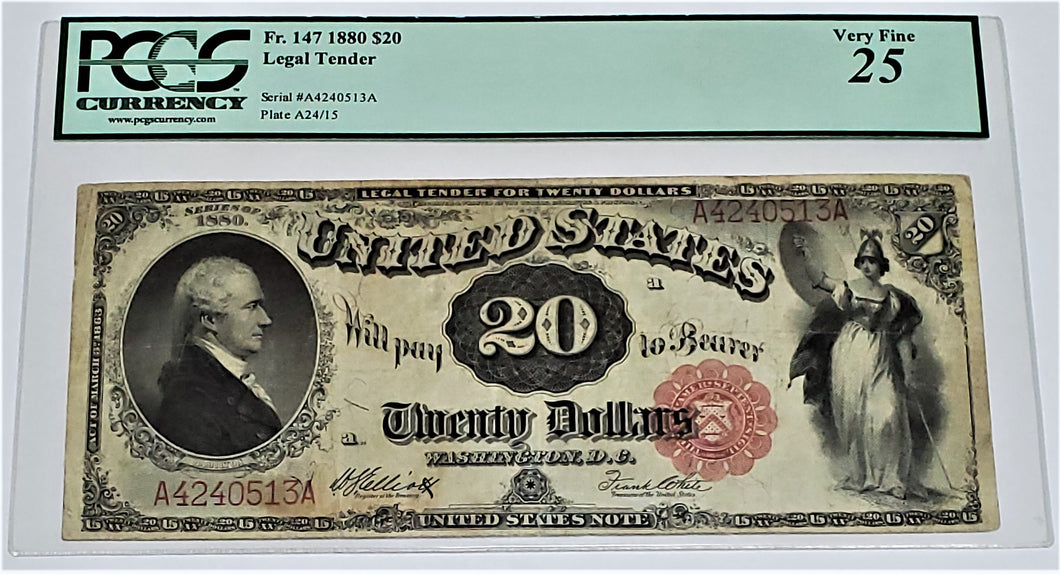 1880 $20 Dollar U.S Legal Tender Large Note PCGS Very Fine 25 FR#147