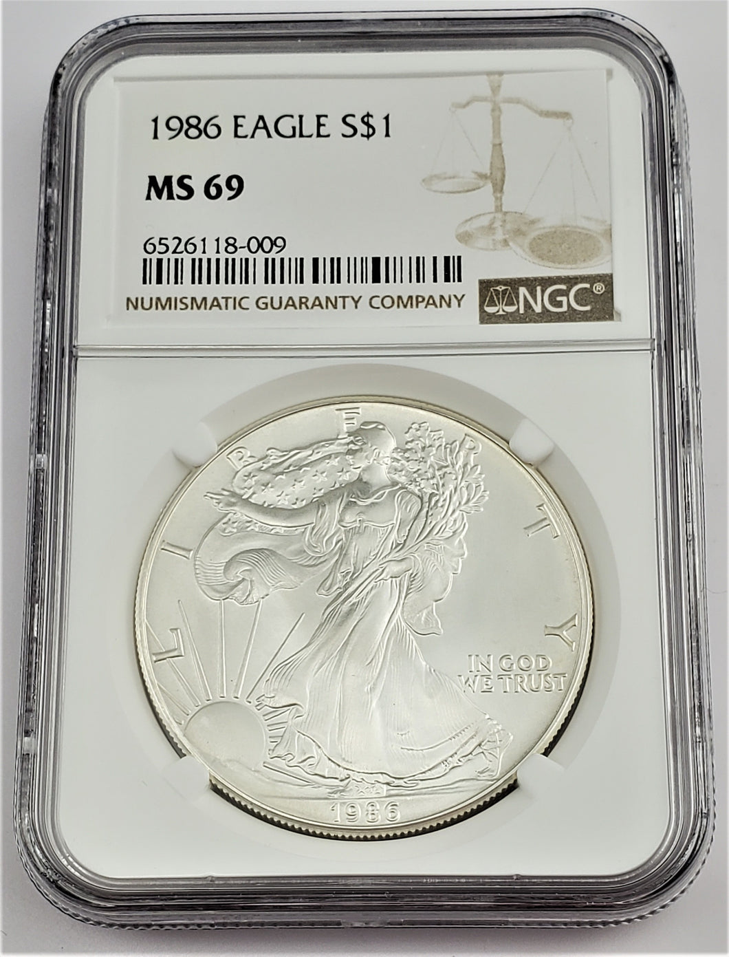 1986 American Silver Eagle $1 NGC MS 69 .999 Fine Silver Coin