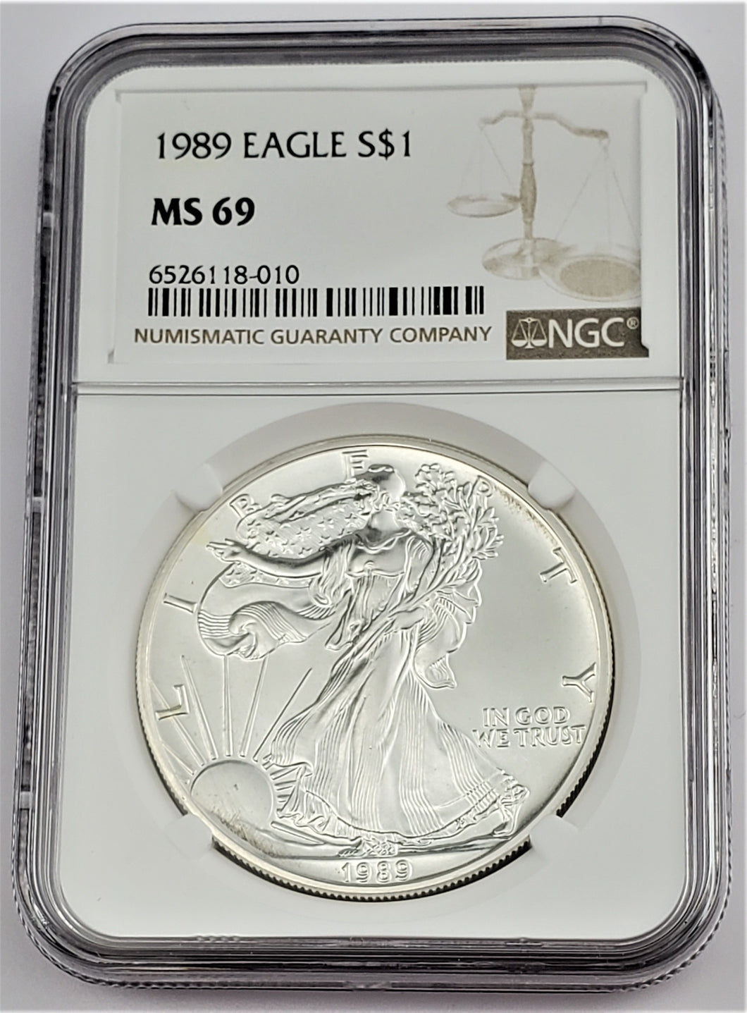 1989 American Silver Eagle $1 NGC MS 69 .999 Fine Silver Coin