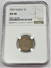 Load image into Gallery viewer, 1857 P Flying Eagle 1c Cent / Penney NGC AU 58 U.S Coin

