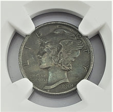 Load image into Gallery viewer, 1918 P Mercury Dime 10c NGC AU Details Cleaned 90% Silver Coin
