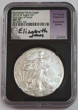 Load image into Gallery viewer, 2018 W Burnished Silver Eagle $1 ASE Elisabeth Jones First Day NGC MS 70
