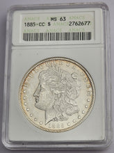 Load image into Gallery viewer, 1885 CC Carson City Mint Morgan Silver Dollar $1 ANACS MS 63 Soap Box
