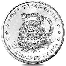 Load image into Gallery viewer, 1 oz Don&#39;t Tread on Me Silver Round BU 1 Troy Oz .999 Fine Silver
