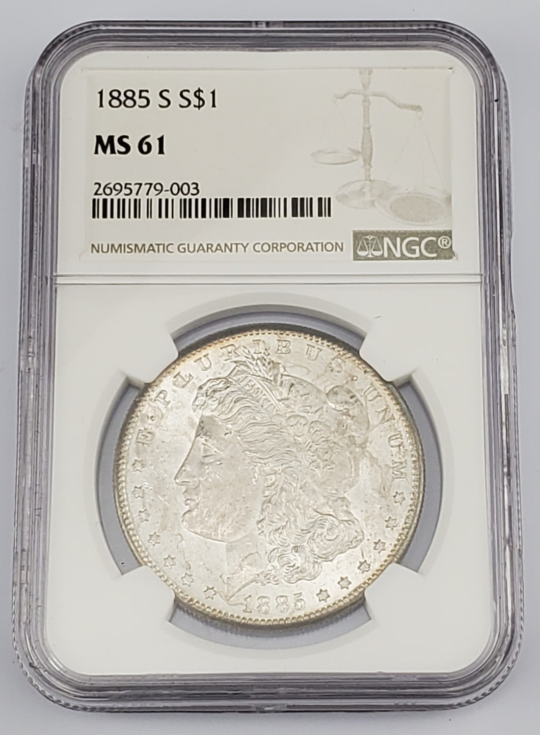 1885 S Morgan Silver Dollar $1 MS 61 NGC