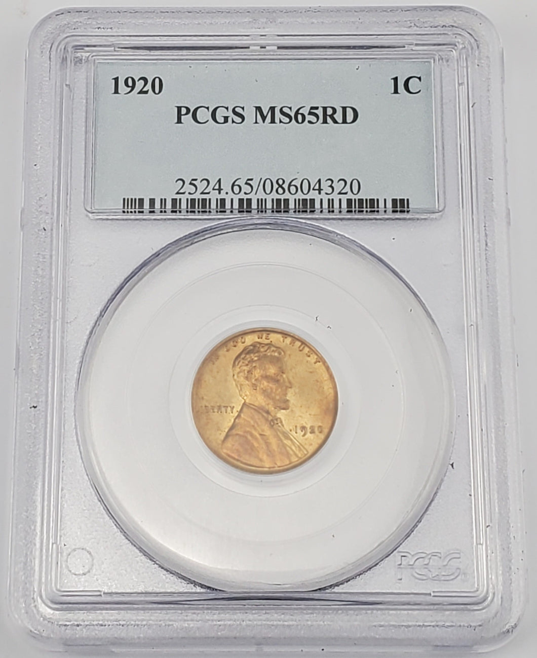 1920 P Lincoln Wheat Penny 1c PCGS MS 65 RD