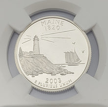 Load image into Gallery viewer, 2003 S Silver Proof Maine State Quarter 25c NGC PF 69 Ultra Cameo
