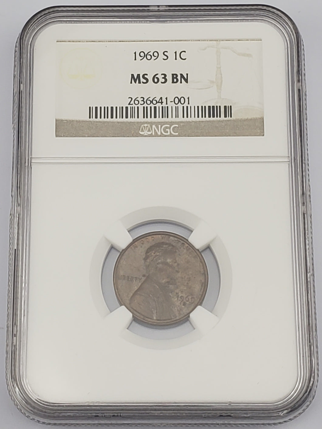 1969 S Lincoln Memorial Cent Penny 1c NGC MS 63 BN