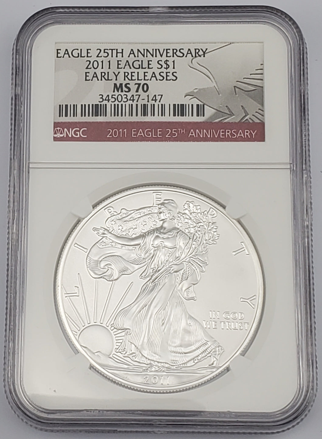 2011 American Silver Eagle $1 25th Anniversary Early Releases NGC MS 70