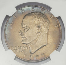 Load image into Gallery viewer, 1977 Eisenhower Dollar Retained Reeding Fragment On Rev NGC Mint Error MS 64
