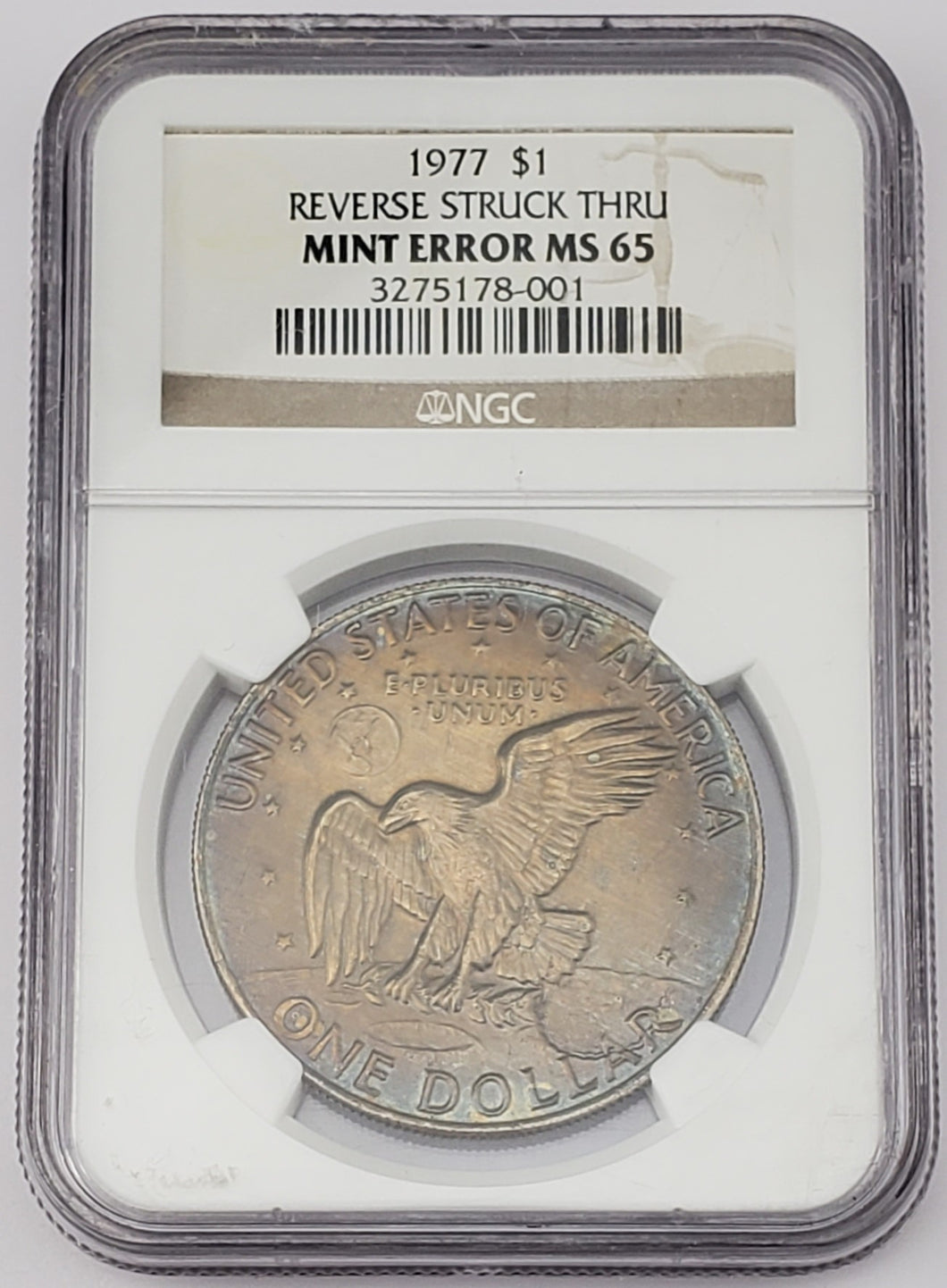 1977 Eisenhower Dollar $1 Reverse Struck Thru NGC Mint Error MS 65