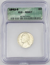 Load image into Gallery viewer, 1942 S Jefferson War Nickel 5c 35% Silver Coin ICG MS 67
