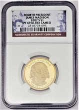 Load image into Gallery viewer, 2007 S James Madison $1 Presidential Dollar $1 NGC PF 69 Ultra Cameo
