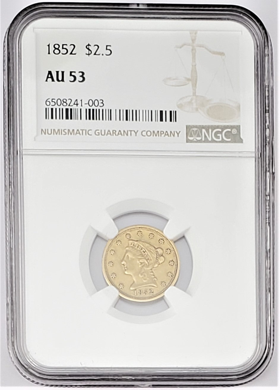 1852 $2.50 Liberty Head Gold Quarter Eagle NGC AU 53