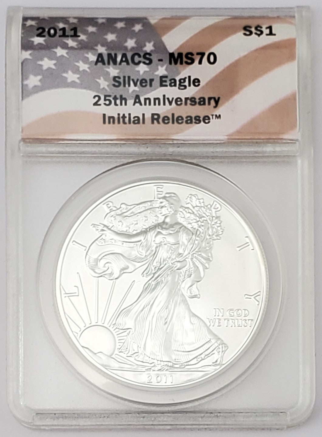 2011 American Silver Eagle ASE $1 .999 Fine Silver Coin ANACS MS70