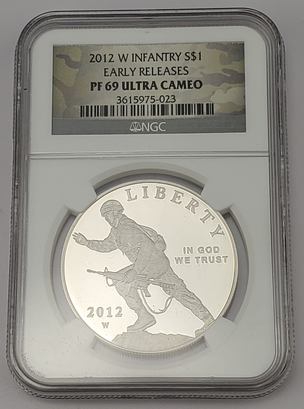 2012 W Infantry Silver Dollar $1 Early Releases PF 69 Ultra Cameo NGC