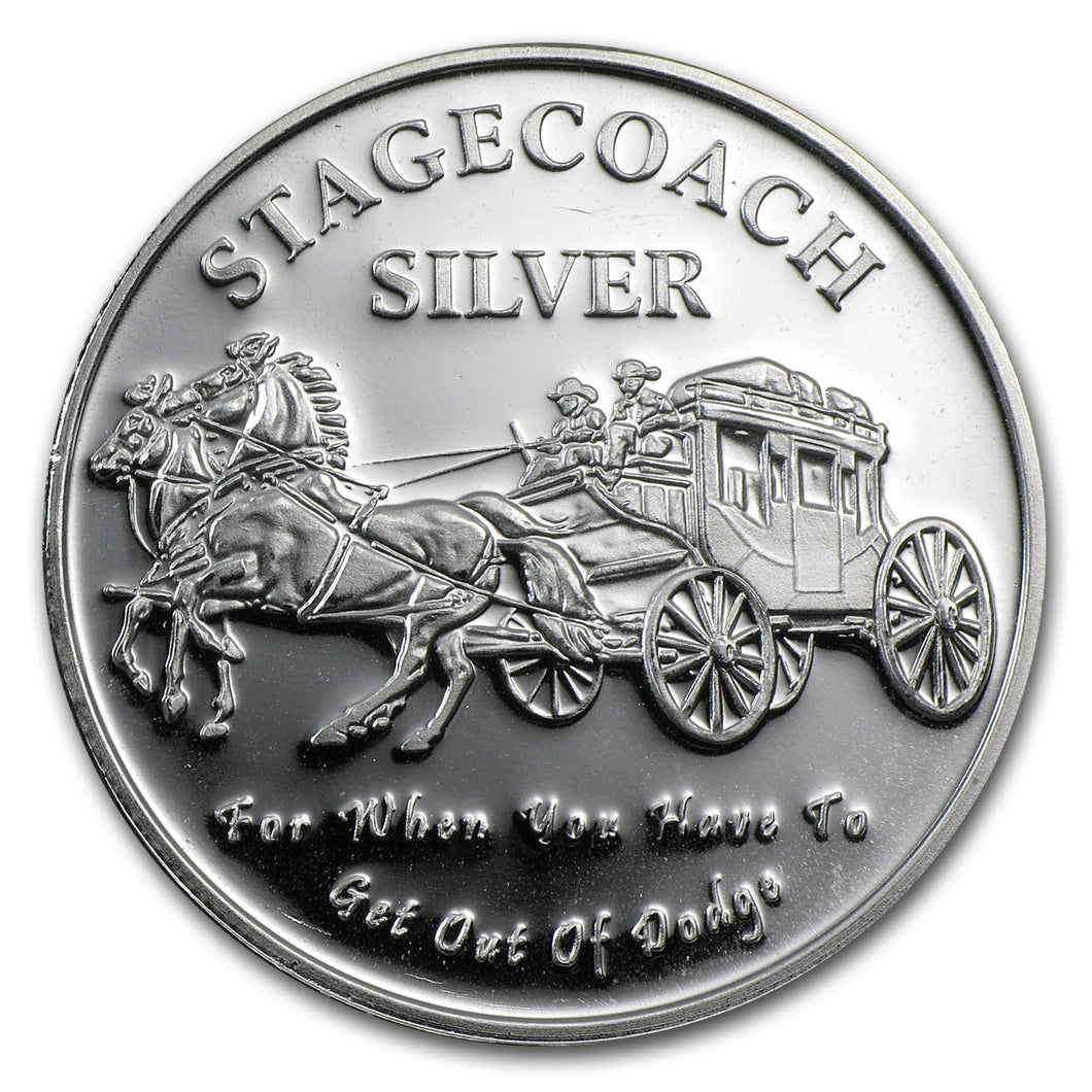 1 Oz Stagecoach Fractional Silver Round 1 Troy Oz .999 Fine Silver